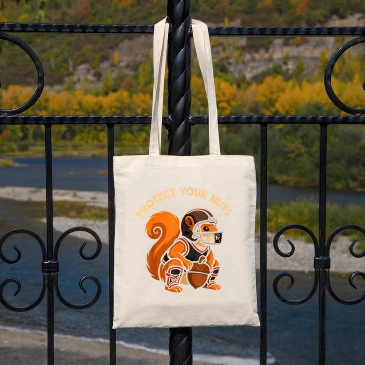 Squirell Baseball Catcher Player Joke Tee Protect Your Nuts Canvas Tote Bag