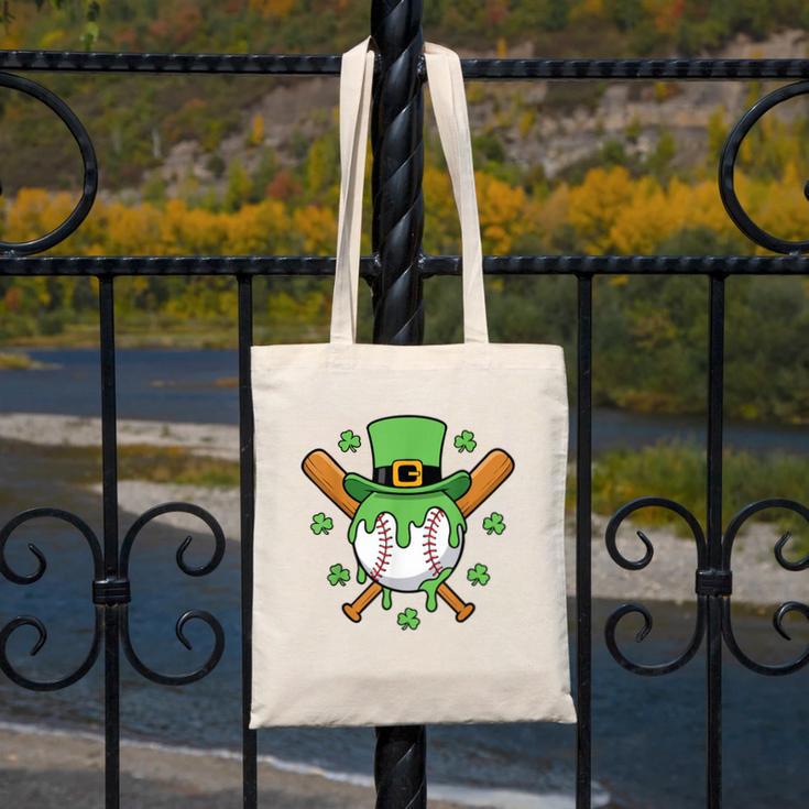 St Patricks Day Baseball Drip Ice Cream Baseball Home Plate Canvas Tote Bag St Patricks Day Baseball Drip Ice Cream Baseball Home Plate Canvas Tote Bag
