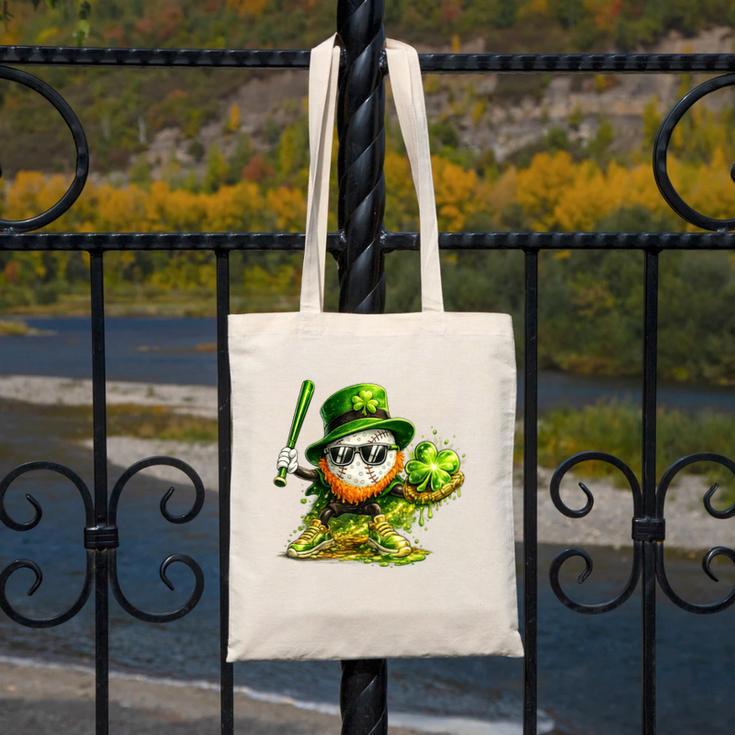 St Patrick’s Day Baseball Shamrock Player Canvas Tote Bag