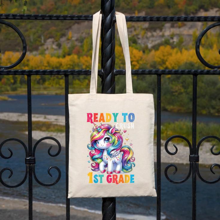 Student Unicorn Ready Back To School Crush 1st Grade Girls Canvas Tote Bag