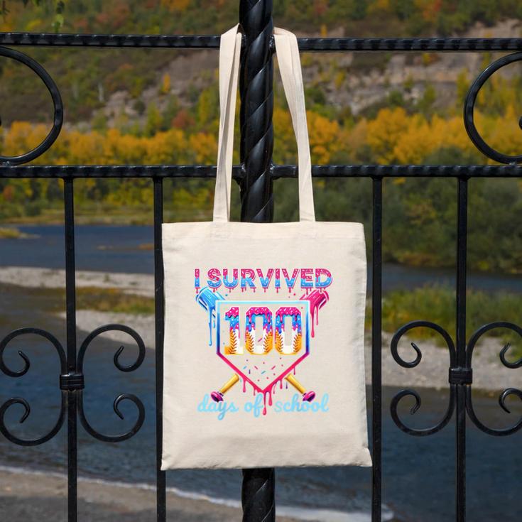 I Survived 100 Days Of School Baseball Boys Students Canvas Tote Bag I Survived 100 Days Of School Baseball Boys Students Canvas Tote Bag