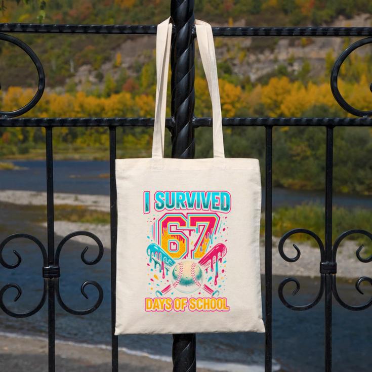 I Survived 67 Days Of School Baseball Drip Six Seven Meme Canvas Tote Bag I Survived 67 Days Of School Baseball Drip Six Seven Meme Canvas Tote Bag
