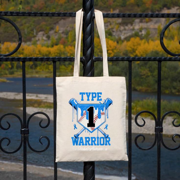 T1D Warrior Baseball Drip Diabetes Awareness Blue Ribbon Canvas Tote Bag T1D Warrior Baseball Drip Diabetes Awareness Blue Ribbon Canvas Tote Bag