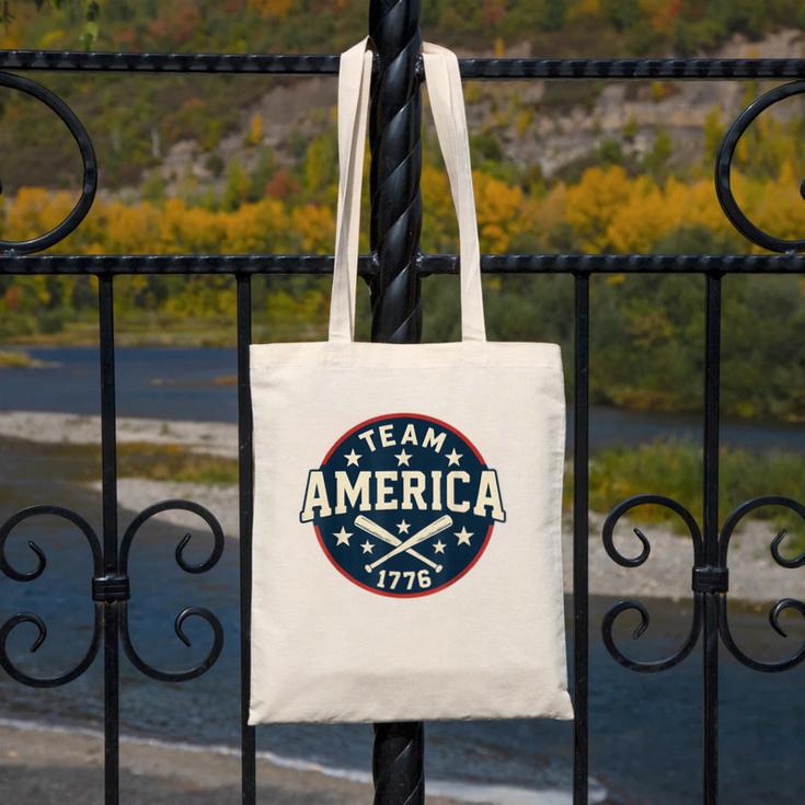 Team America 1776 4th Of July Patriotic Baseball Canvas Tote Bag Team America 1776 4th Of July Patriotic Baseball Canvas Tote Bag