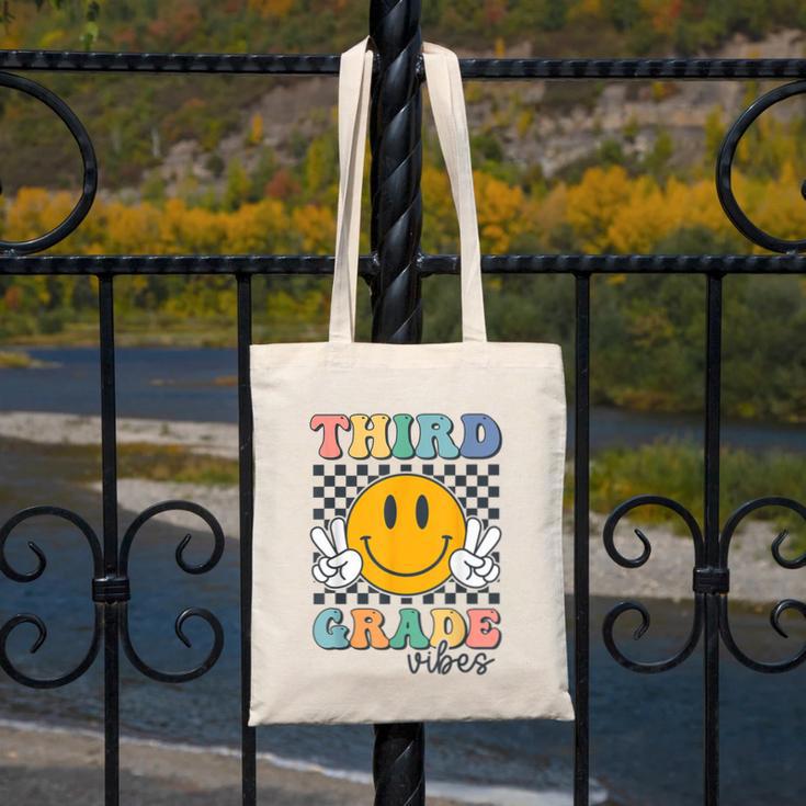 Third Grade Vibes Retro Smile Back To School 3rd Grade Team Canvas Tote Bag