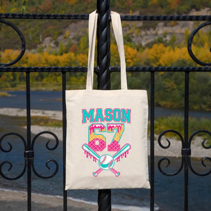 Trendy Mason 67 Mem Ice Cream Drip Baseball Birthday Costume Canvas Tote Bag