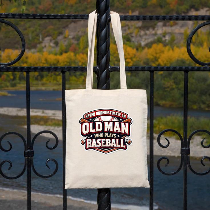 Never Underestimate An Old Man Who Plays Baseball Canvas Tote Bag