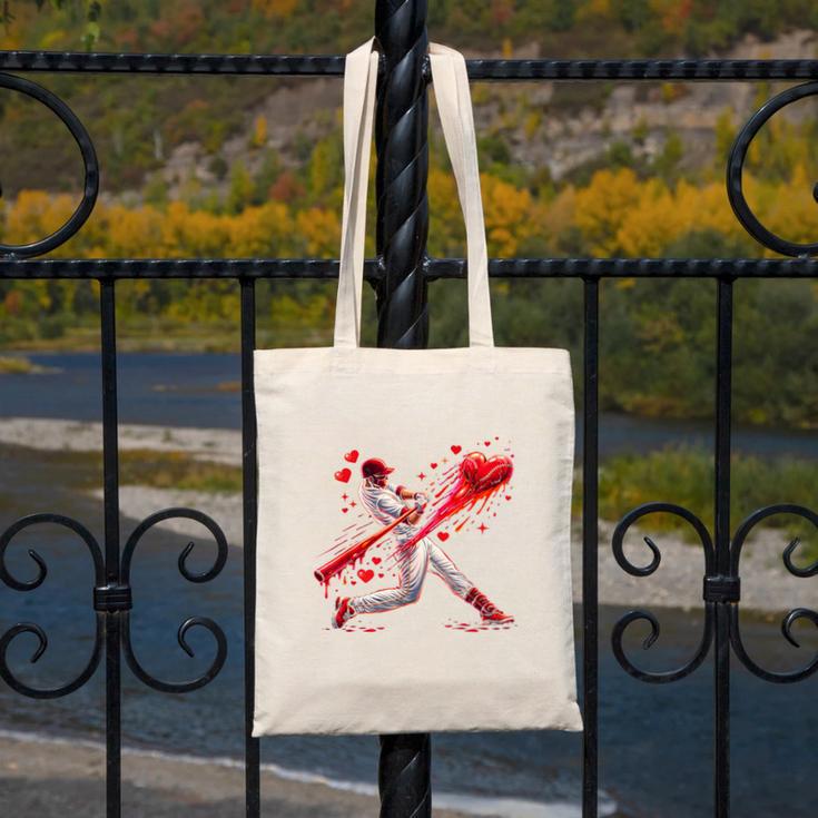 Valentine Baseball Player Drip Canvas Tote Bag