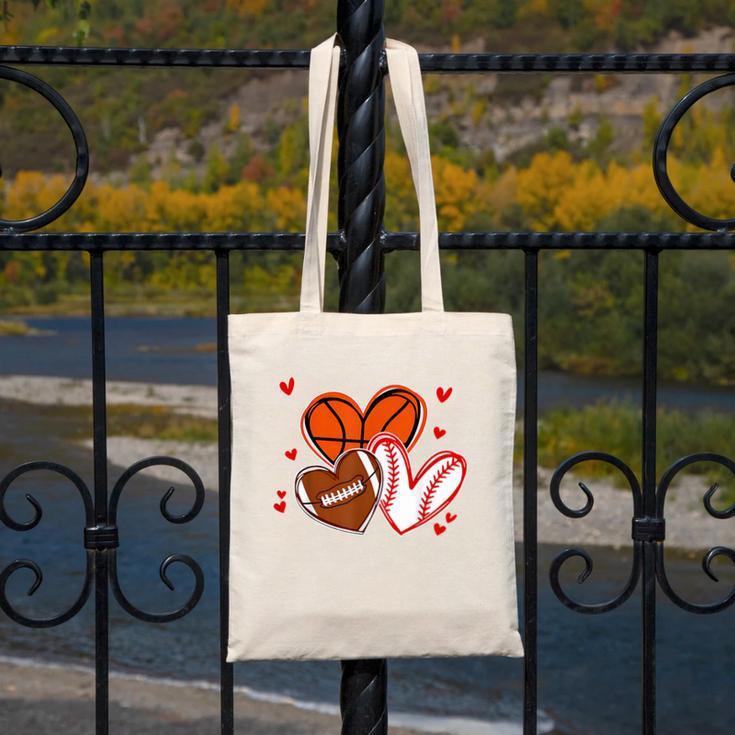 Valentines Baseball Basketball Football Heart Boy Men Canvas Tote Bag Valentines Baseball Basketball Football Heart Boy Men Canvas Tote Bag