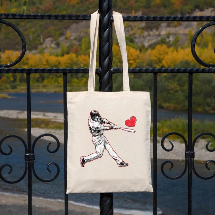 Valentines Baseball Batter Heart Player Silhouette Premium Tri-Blend Canvas Tote Bag