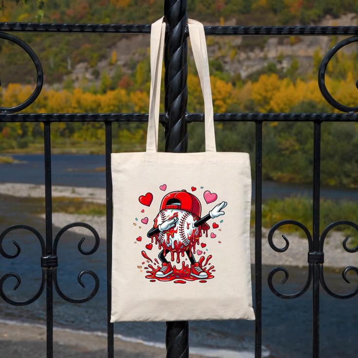Valentines Baseball Toddler Boys Kids Dabbing Baseball Drip Canvas Tote Bag