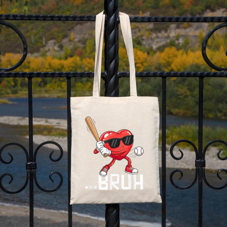 Valentines Bruh Red Heart Playing Baseball Men Boys Kids Canvas Tote Bag Valentines Bruh Red Heart Playing Baseball Men Boys Kids Canvas Tote Bag
