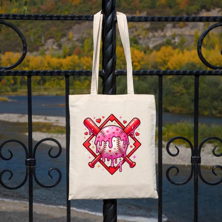 Valentines Day Baseball Boys Ice Cream Drip Heart Youth Kids Canvas Tote Bag