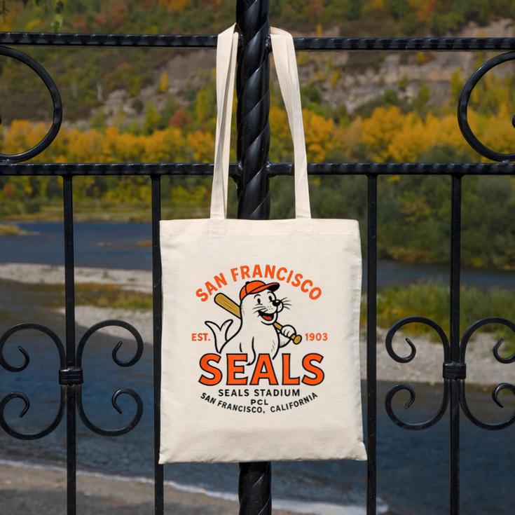 Vintage San Francisco Seals California Baseball Logo Canvas Tote Bag Vintage San Francisco Seals California Baseball Logo Canvas Tote Bag