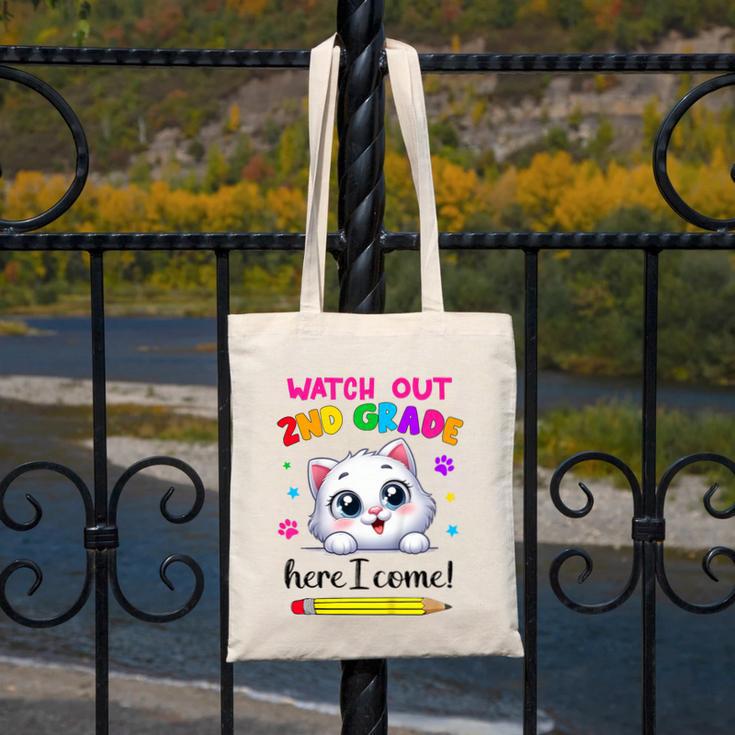 Watch Out 2nd Grade Here I Come Girls Cat Back To School Canvas Tote Bag