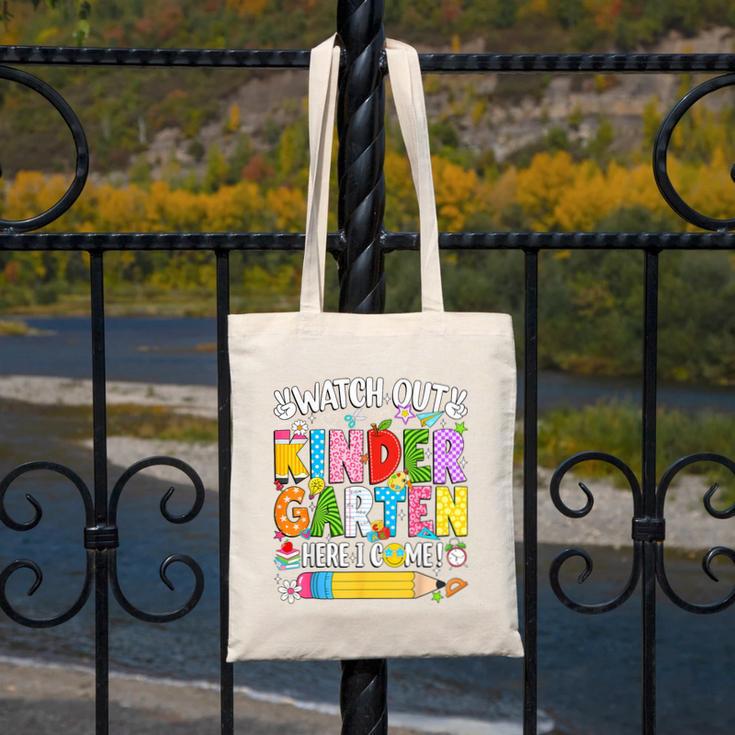 Watch Out Kindergarten Here I Come Back To School Girls Kids Canvas Tote Bag Watch Out Kindergarten Here I Come Back To School Girls Kids Canvas Tote Bag