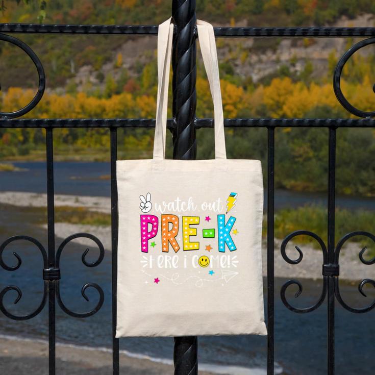 Watch Out Pre-K Here I Come Back To School Boys Girls Kids Canvas Tote Bag