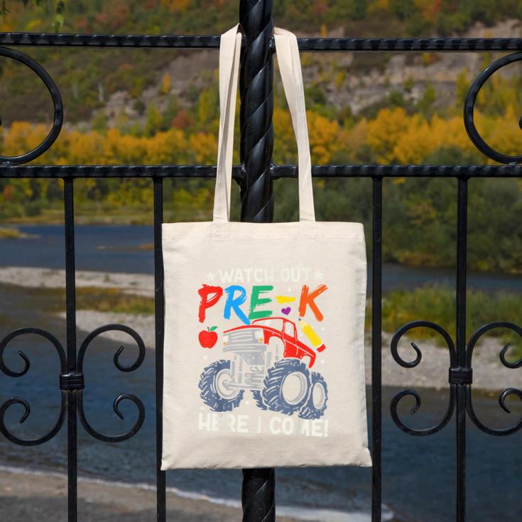 Watch Out Pre-K Here I Come Monster Truck Back To School Canvas Tote Bag Watch Out Pre-K Here I Come Monster Truck Back To School Canvas Tote Bag