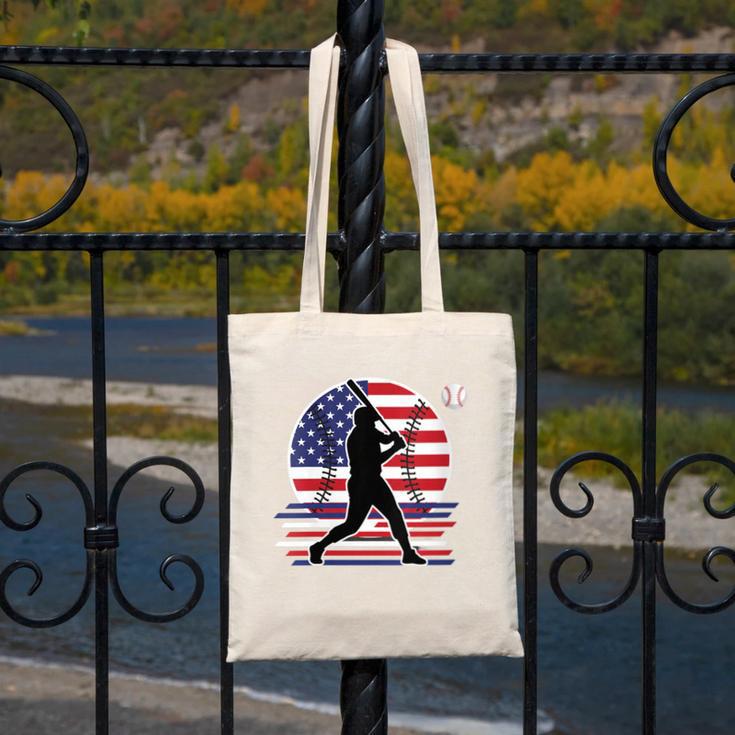 Women's Batter Patriotic American Flag Baseball Silks Canvas Tote Bag