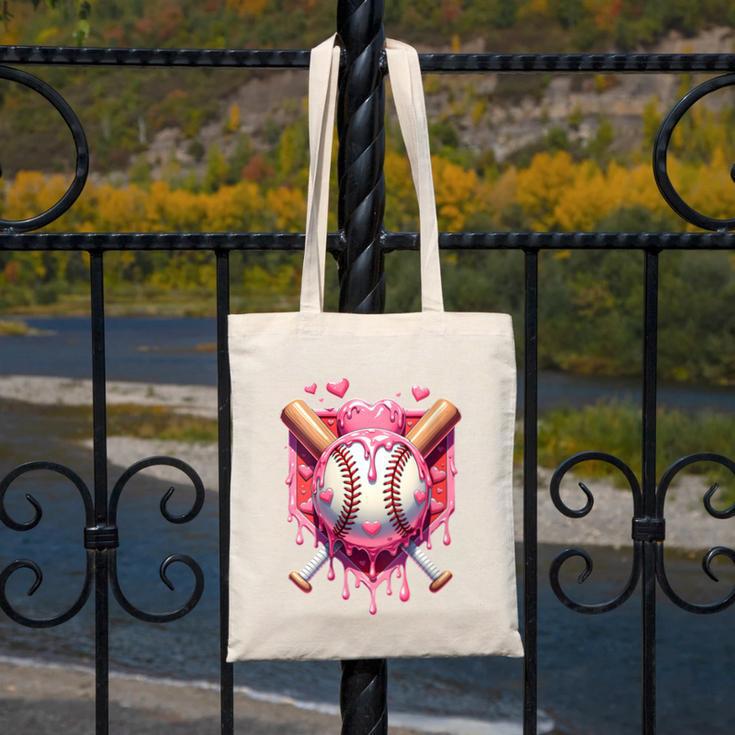 Women's Valentines Day Baseball Boys Ice Cream Drip Heart Youth Kids Canvas Tote Bag