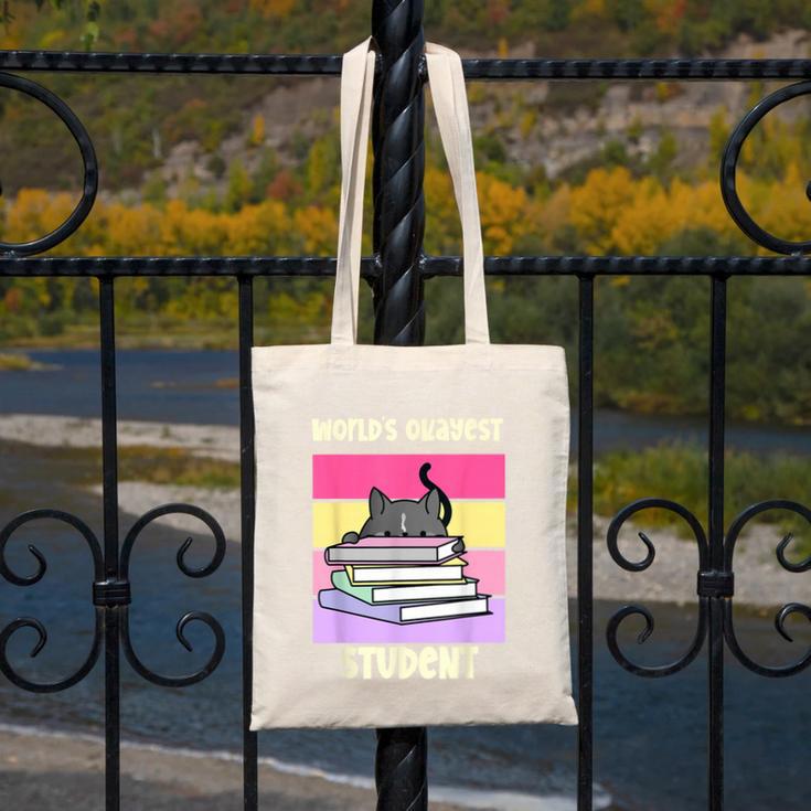 World's Okayest Student Fun Back To School & New Term Canvas Tote Bag World's Okayest Student Fun Back To School & New Term Canvas Tote Bag