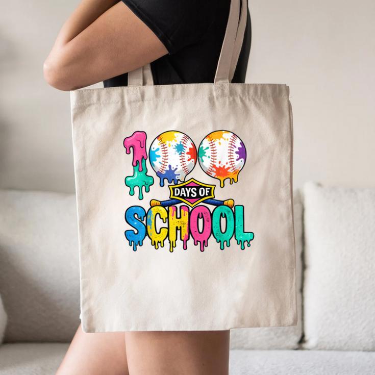 100 Days Of School Baseball Boys Kids Colorful 100th Day Canvas Tote Bag