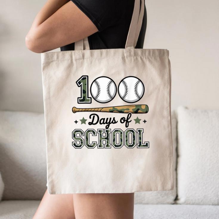 100 Days Of School Baseball Camo Boys School Teacher Canvas Tote Bag