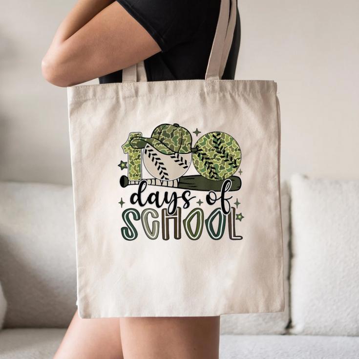 100 Days Of School Baseball Camo Cap Kids Boys 100th Day Canvas Tote Bag