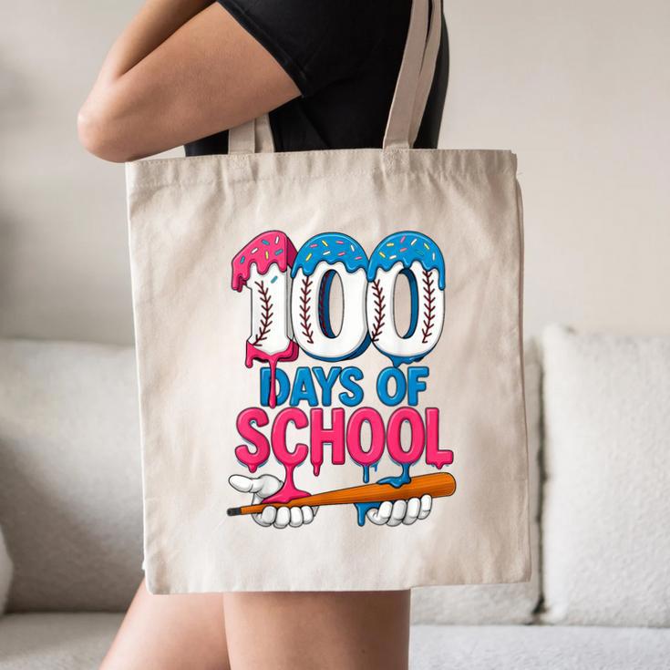 100 Days Of School Baseball Drip Bat 100th Day Of School Boy Canvas Tote Bag