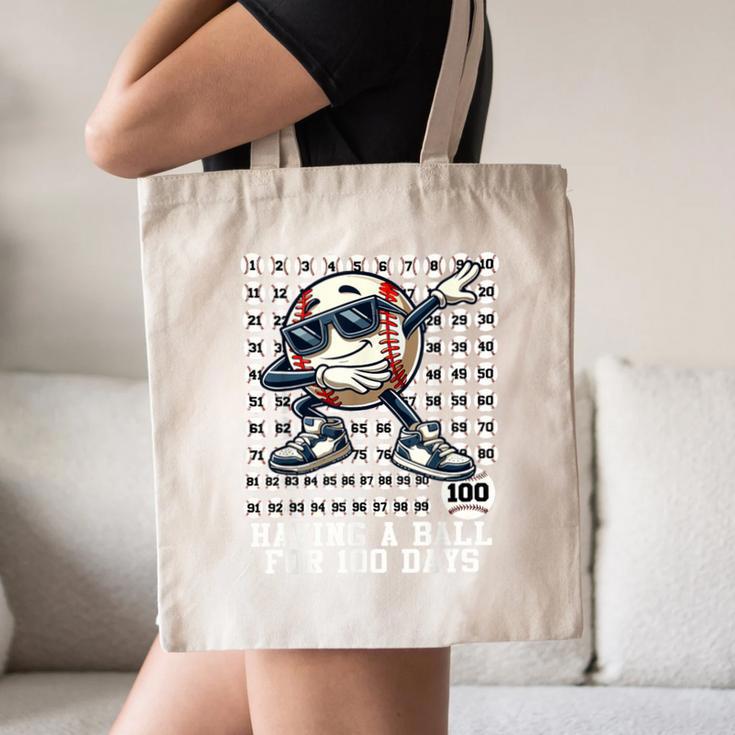 100 Days Of School Boys Dabbing Baseball 100th Day Of School Canvas Tote Bag