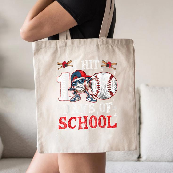 100 Days Of School Dabbing Baseball Hit Student Kids Boys Canvas Tote Bag