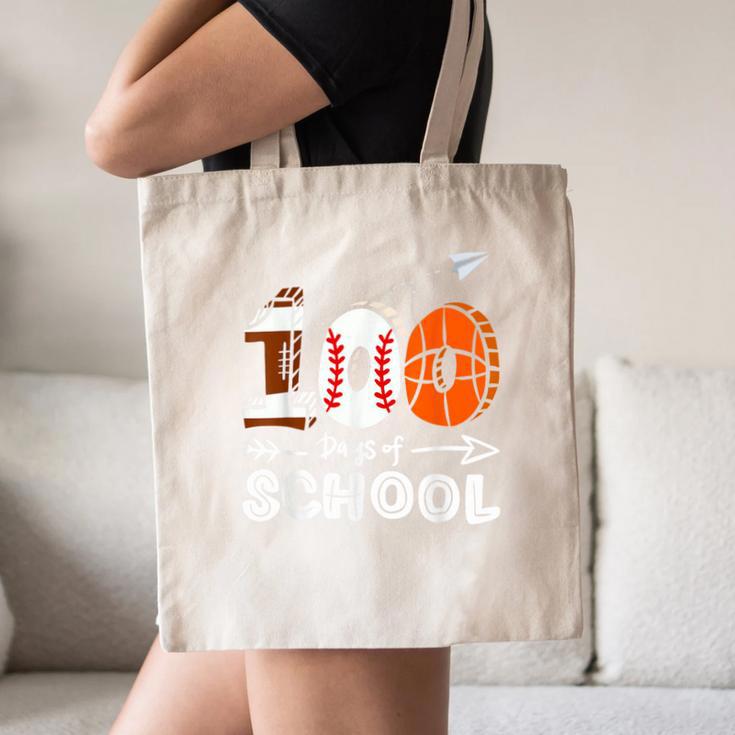 100th Day Of School Basketball Baseball Football Kids Boys Canvas Tote Bag 100th Day Of School Basketball Baseball Football Kids Boys Canvas Tote Bag
