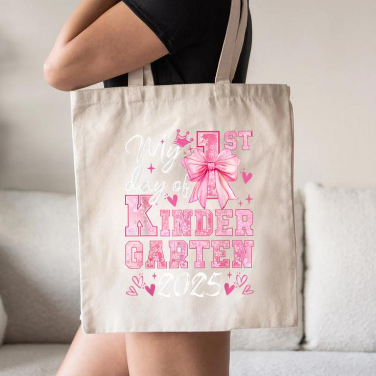 My 1st Day Of Kindergarten 2025 Back To School Girls Canvas Tote Bag My 1st Day Of Kindergarten 2025 Back To School Girls Canvas Tote Bag