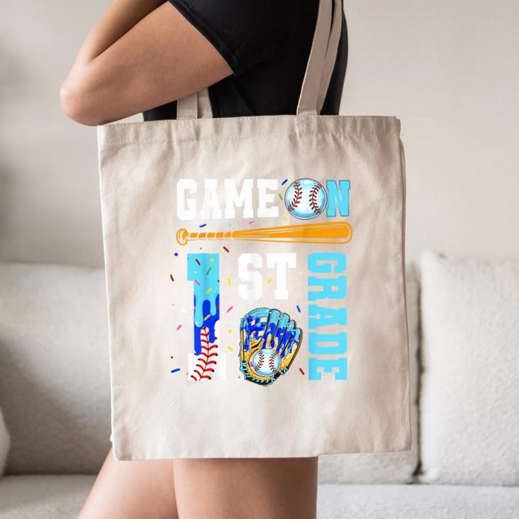 1st Grade Back To School Baseball Drip Ice Cream Game On Canvas Tote Bag