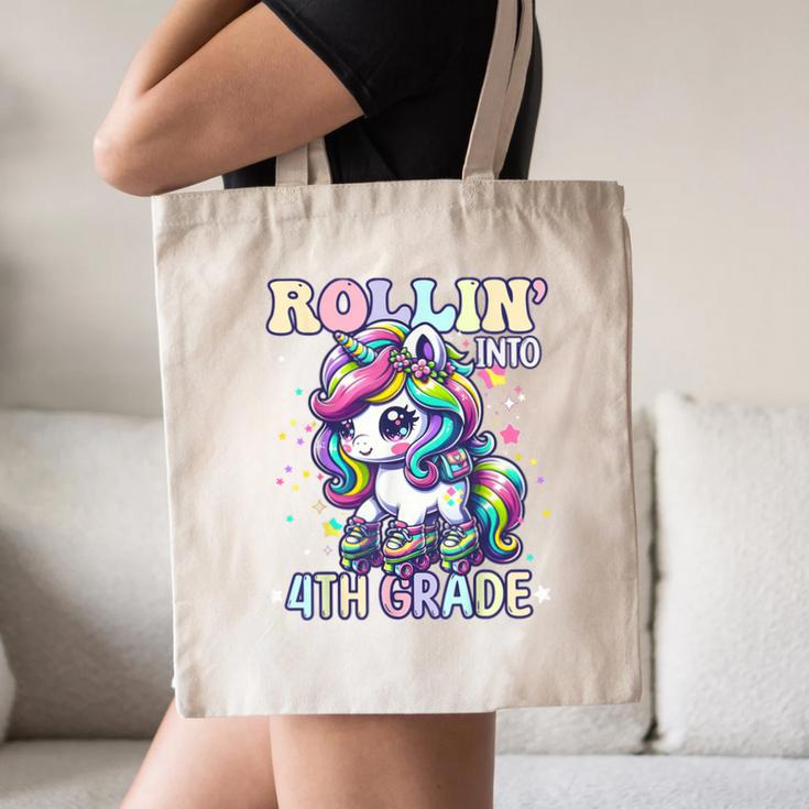 4th Grade Back To School First Day Girls Rollin Unicorn Canvas Tote Bag 4th Grade Back To School First Day Girls Rollin Unicorn Canvas Tote Bag