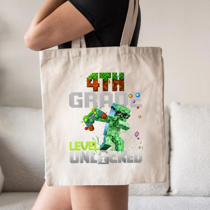 4th Grade Level Unlocked Back To School Pixel Game Canvas Tote Bag