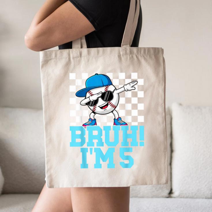 5th Birthday Dabbing Baseball Boys Bruh I'm 5 Year Old Canvas Tote Bag 5th Birthday Dabbing Baseball Boys Bruh I'm 5 Year Old Canvas Tote Bag