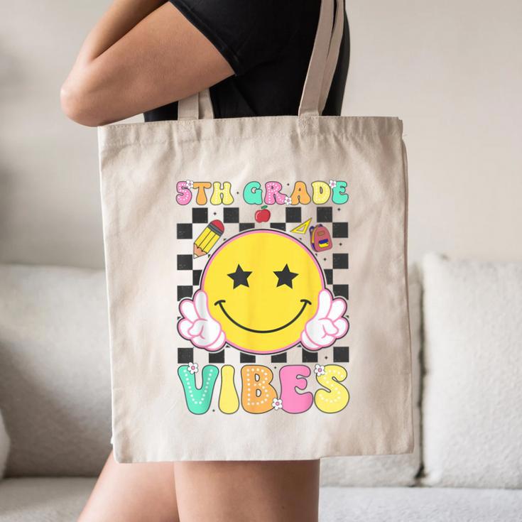 5th Grade Vibes Girls Smile Face Back To School Fifth Grade Canvas Tote Bag