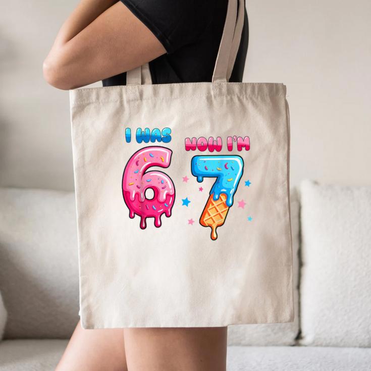 I Was 6 Now I'm 7 Birthday Baseball Drip For Boys Kid Canvas Tote Bag