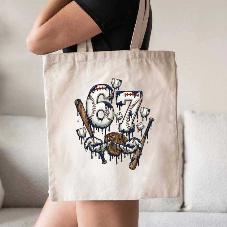 67 Baseball Six Seven Baseball 6 7 Kids Boys Girls Premium Tri-Blend Canvas Tote Bag