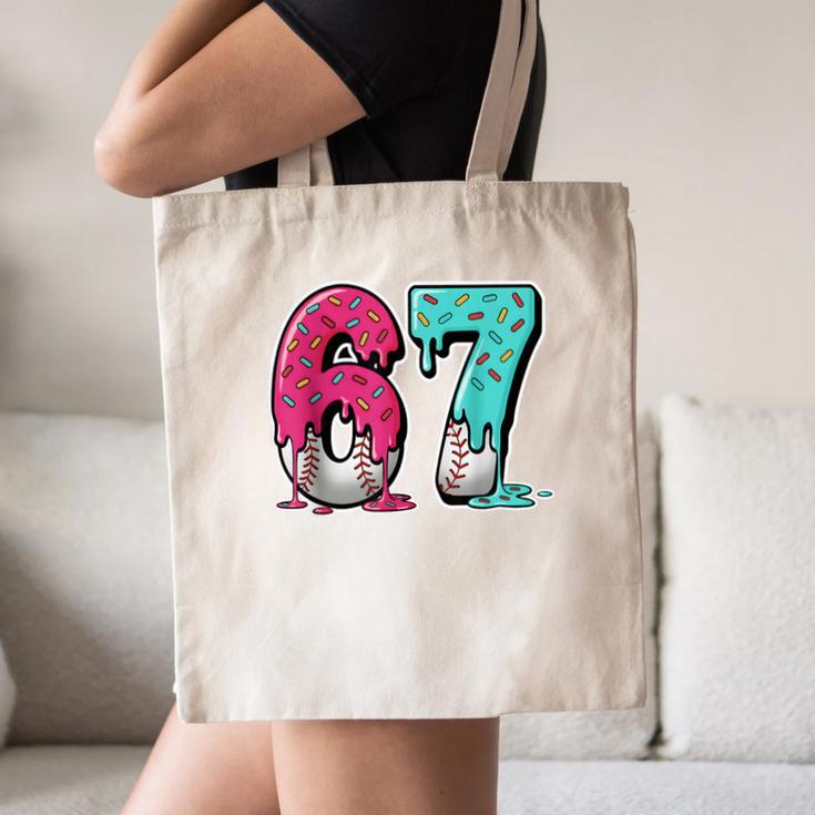 67 Ice Cream Drip Baseball Gen Alpha Slang Six Seven Meme Canvas Tote Bag
