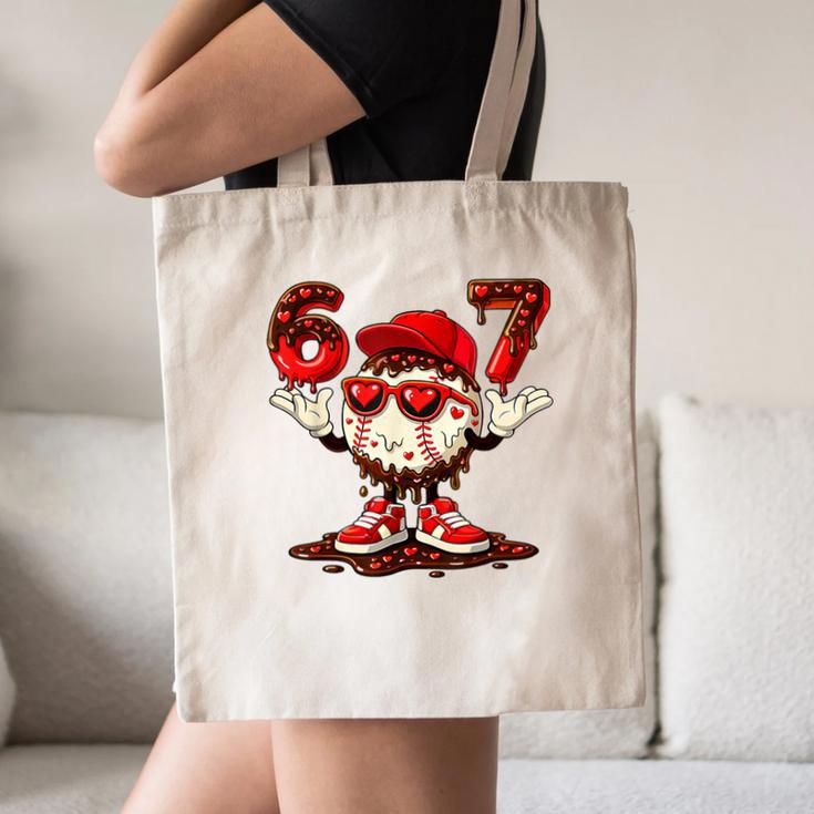 67 Valentine Day Baseball Chocolate Ice Cream Drip Canvas Tote Bag
