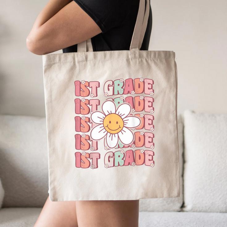 70s Groovy 1st Grade Back To School First Day Of First Grade Canvas Tote Bag