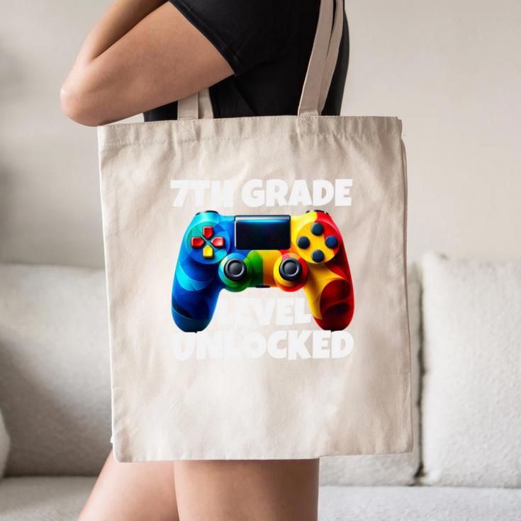 7th Grade Level Unlocked Back To School Gamer Boys Girls Canvas Tote Bag