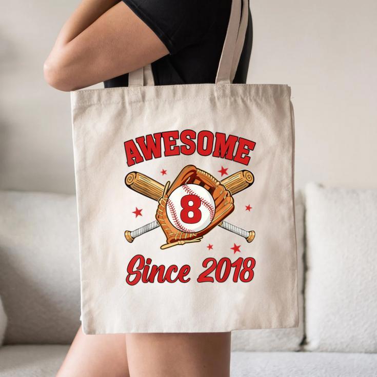 8 Year Old Boys Awesome Since 2018 Baseball Birthday Canvas Tote Bag