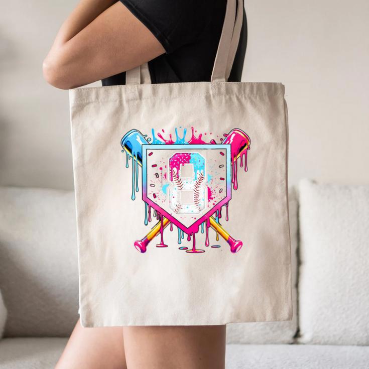 8th Birthday Boys Baseball Ice Cream Drip Boys Baseball Canvas Tote Bag