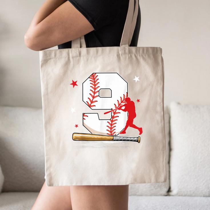 9 Years Old Baseball Birthday Boy 9th Bday Party Canvas Tote Bag