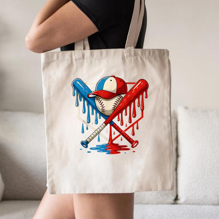 American Baseball Drip Graffiti Ball And Bat Canvas Tote Bag