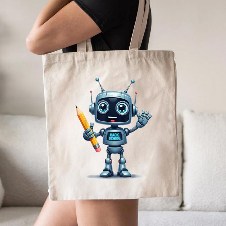 Back To School 2025 Robot Pencil For Kids Canvas Tote Bag Back To School 2025 Robot Pencil For Kids Canvas Tote Bag