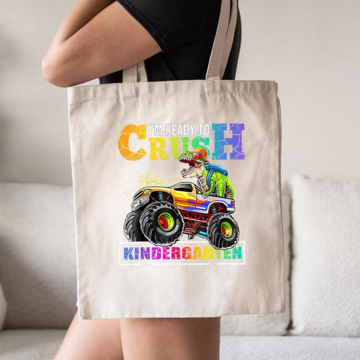 Back To School Boy Dinosaur I'm Ready To Crush Kindergarten Canvas Tote Bag Back To School Boy Dinosaur I'm Ready To Crush Kindergarten Canvas Tote Bag
